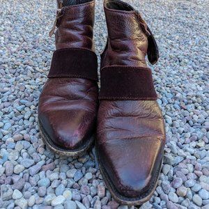 Fluevog (8.5) Debbie Burgundy Ankle Boots